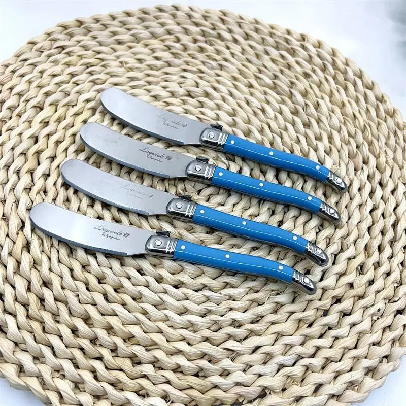 Conjunto com 4 Facas Laguiole para Manteiga e Queijo – Espalhadores em Aço Inoxidável com Cabo Colorido para Restaurante e Casa (6,25")