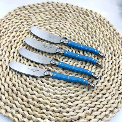 Conjunto com 4 Facas Laguiole para Manteiga e Queijo – Espalhadores em Aço Inoxidável com Cabo Colorido para Restaurante e Casa (6,25")