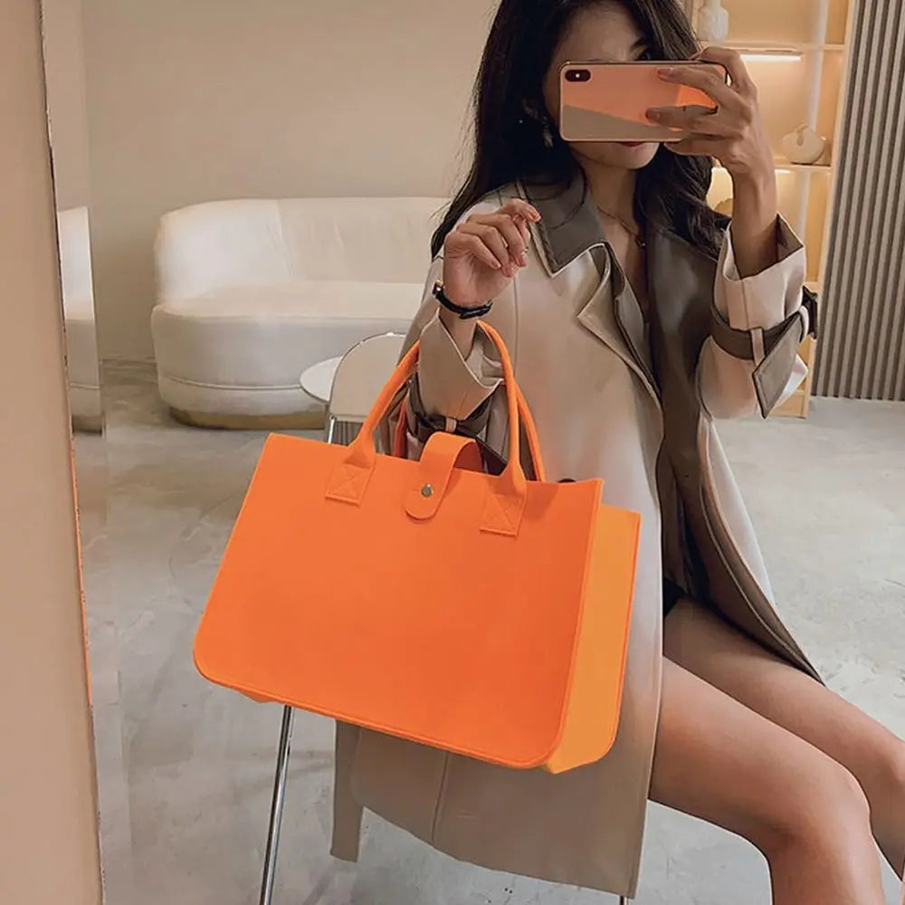 Bolsa Maternidade Feminina Grande Capacidade – Bolsa de Ombro em Feltro com Design Casual e Alça Transversal