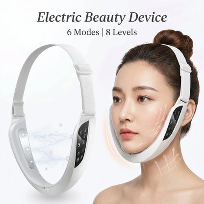 Massageador Facial EMS V-Face com 6 Modos e 8 Níveis para Lifting