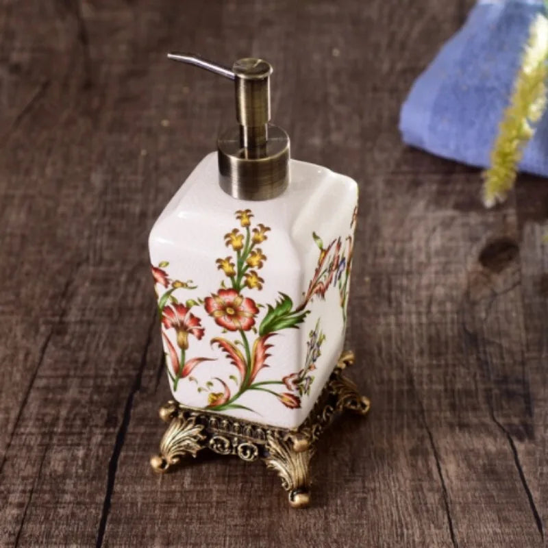 Frasco Cerâmico Chinês Vintage para Loção, Shampoo e Sabonete Líquido – Dispenser Decorativo para Banheiro