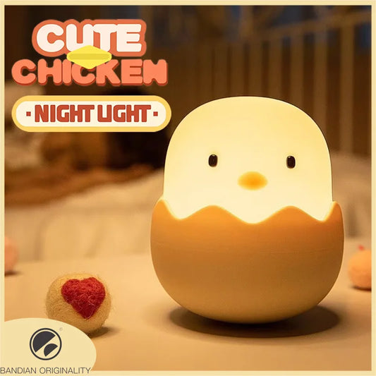 Duck Silicone Night Light for Children With Timer Usb Rechargeable Dimming Touch Lamp Sleeping Bedroom Cartoon Animal Decor Gift