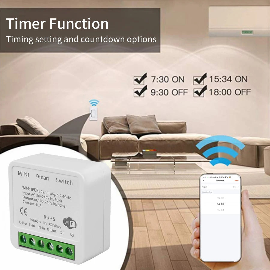Interruptor Inteligente WiFi Tuya 16A/20A com Controle por App e Voz