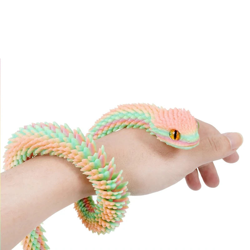 2026 New 3D Printed Snake Realistic Snake Statue Movable Joint Fidget Toys Simulation Snake Year Desk Ornament Animal Model Gift