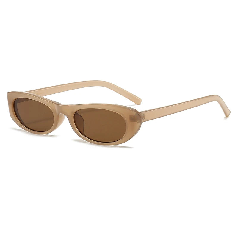 Óculos de Sol Feminino Retrô Oval – Armação Pequena Preta Fashion com Proteção UV400 e Estilo Vintage