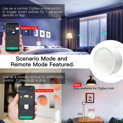 Interruptor Inteligente ZigBee Tuya com Botão Giratório para Automação Residencial