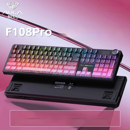 Teclado Mecânico Gamer AULA F108 Pro RGB 104 Teclas