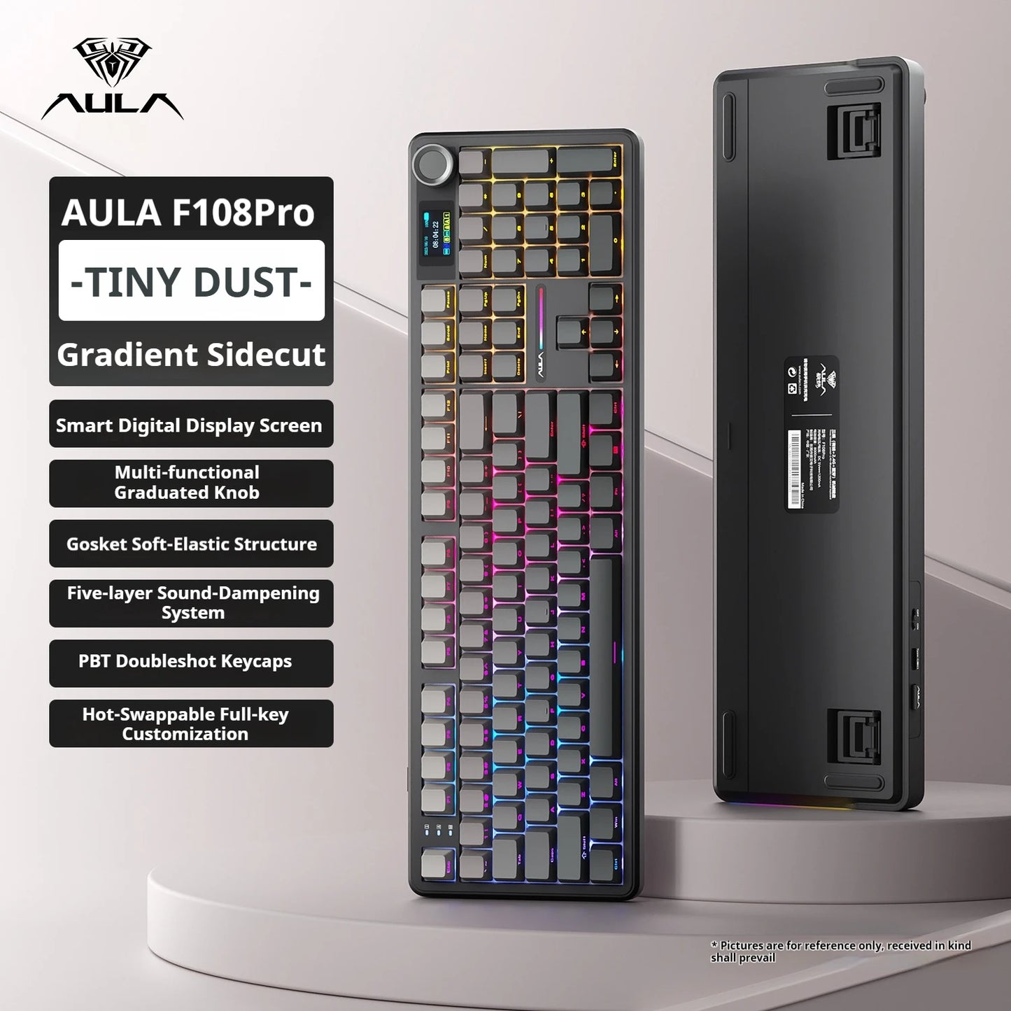 Teclado Mecânico Gamer AULA F108 Pro RGB 104 Teclas