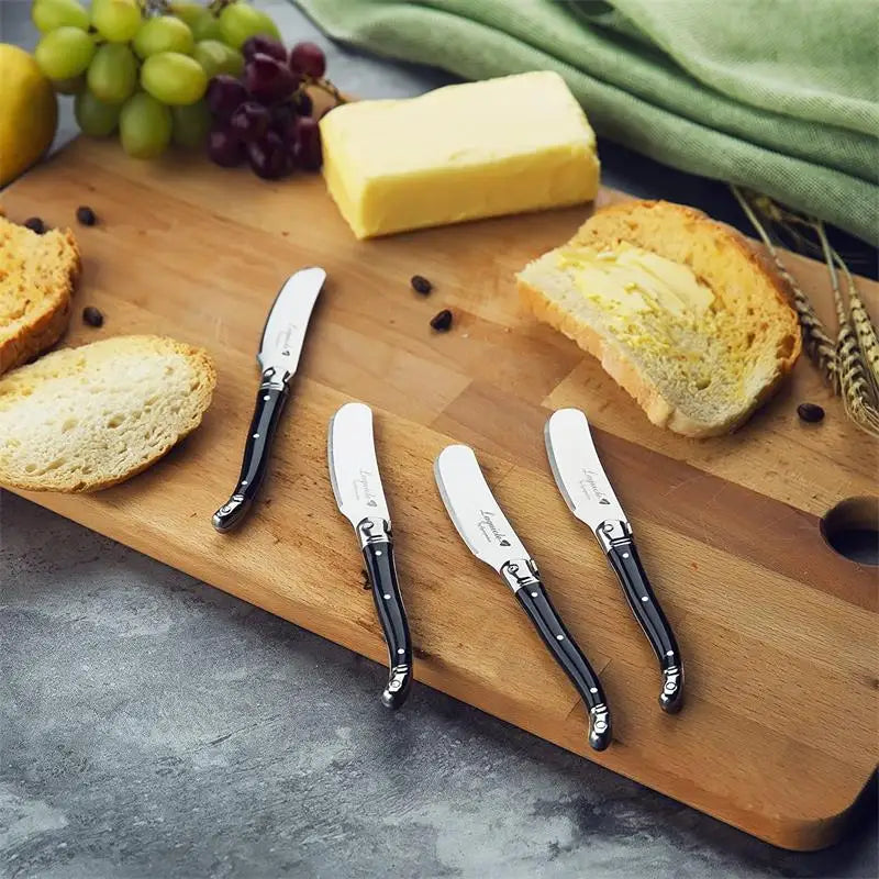Conjunto com 4 Facas Laguiole para Manteiga e Queijo – Espalhadores em Aço Inoxidável com Cabo Colorido para Restaurante e Casa (6,25")