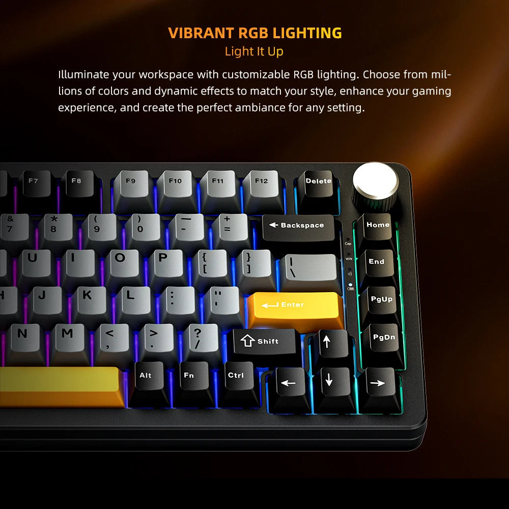 Teclado Mecânico Gamer MACHENIKE K600G RGB 75% Sem Fio