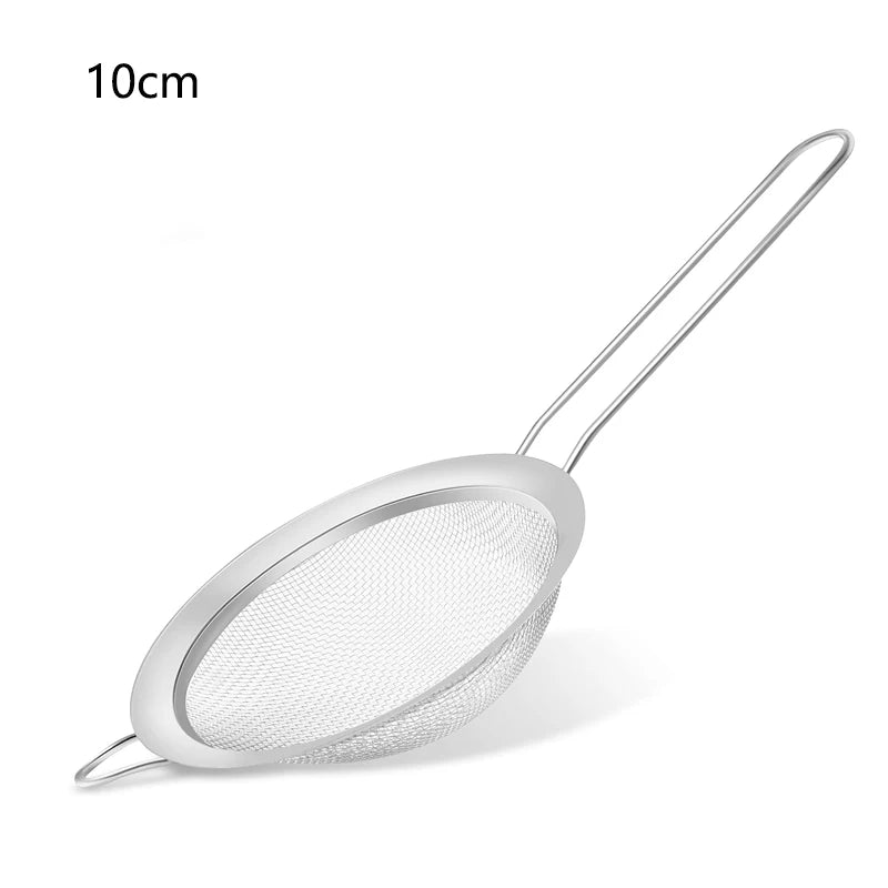 1-4 Peças de Peneira de Malha Fina em Aço Inoxidável – Peneirador de Farinha com Cabo para Confeitaria e Cozinha