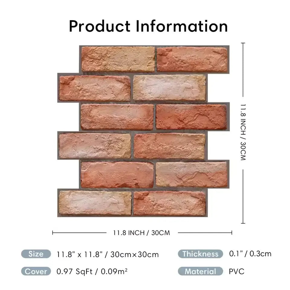Kit com 10 Adesivos de Parede 3D em PVC Autoadesivos para Decoração