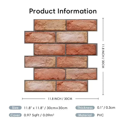 Kit com 10 Adesivos de Parede 3D em PVC Autoadesivos para Decoração