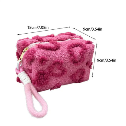 Necessaire de Pelúcia com Alça, Bolsa Organizadora de Cosméticos e Acessórios