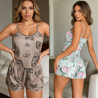 Pijama Feminino Sexy de Cetim – Conjunto com Camiseta de Manga Curta e Shorts, Tecido Gelado e Confortável para Uso em Casa