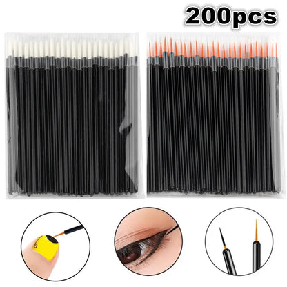 Kit 100/200 Pincéis Descartáveis para Maquiagem e Nail Art