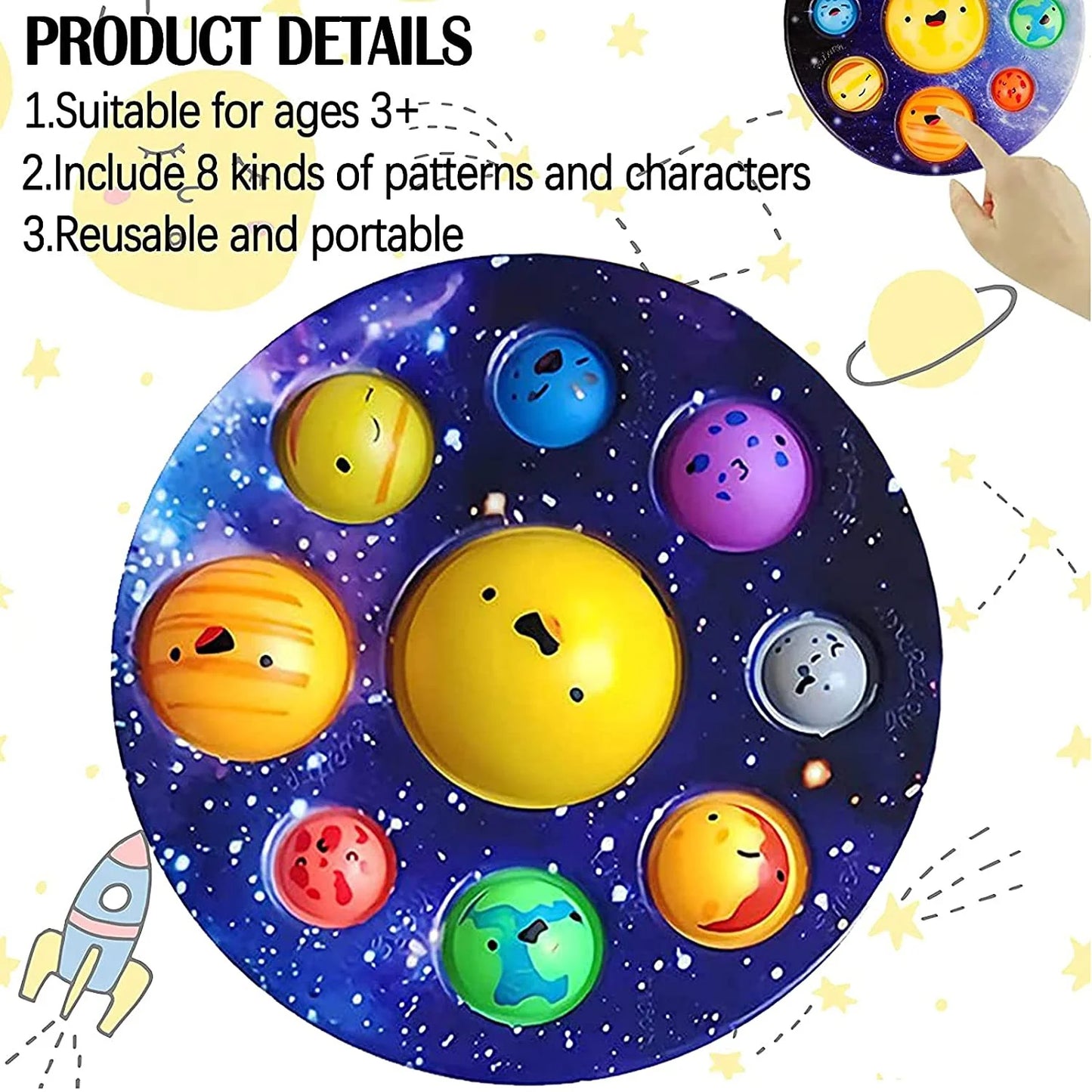Eight Planet Push Bubble Fidget Toys Adult Stress Relief Squeeze Toy Antistress Popit Soft Squishy Kids Toys Gifts