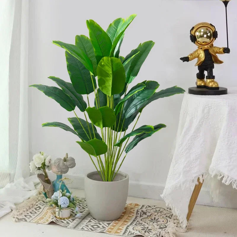 Planta Artificial Tropical Grande com Folhas de Palmeira e Monstera para Decoração