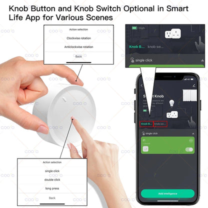 Interruptor Inteligente ZigBee Tuya com Botão Giratório para Automação Residencial