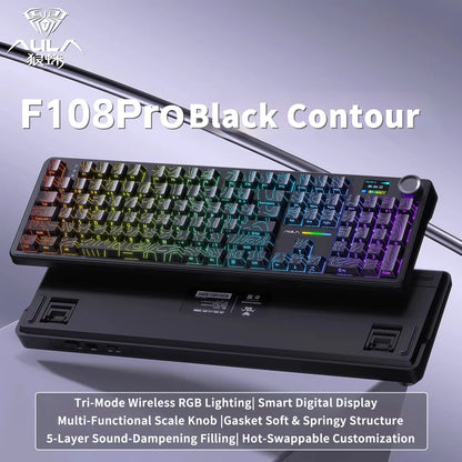 Teclado Mecânico Gamer AULA F108 Pro RGB 104 Teclas