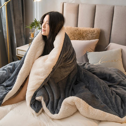 Manta de Lã Quente para Inverno – Cobertor Dupla Face para Cama de Casal, Acampamento e Decoração