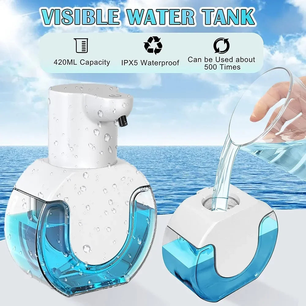 Dispenser Automático Inteligente de Sabonete com Sensor – 420ml, Recarregável via USB e com Luz de Display