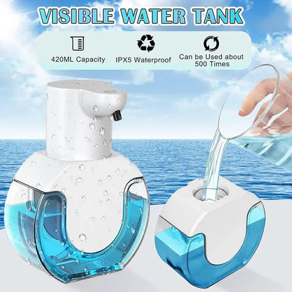 Dispenser Automático Inteligente de Sabonete com Sensor – 420ml, Recarregável via USB e com Luz de Display