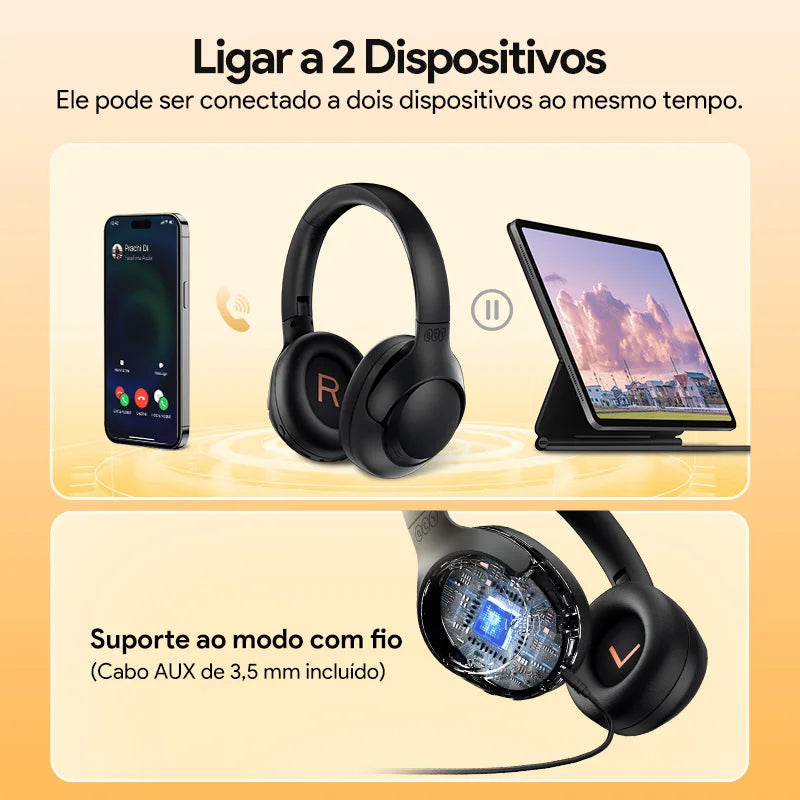 QCY H3 ANC – Headphone Bluetooth 5.4 Hi-Res com ANC Híbrido 43dB e Até 60h de Bateria