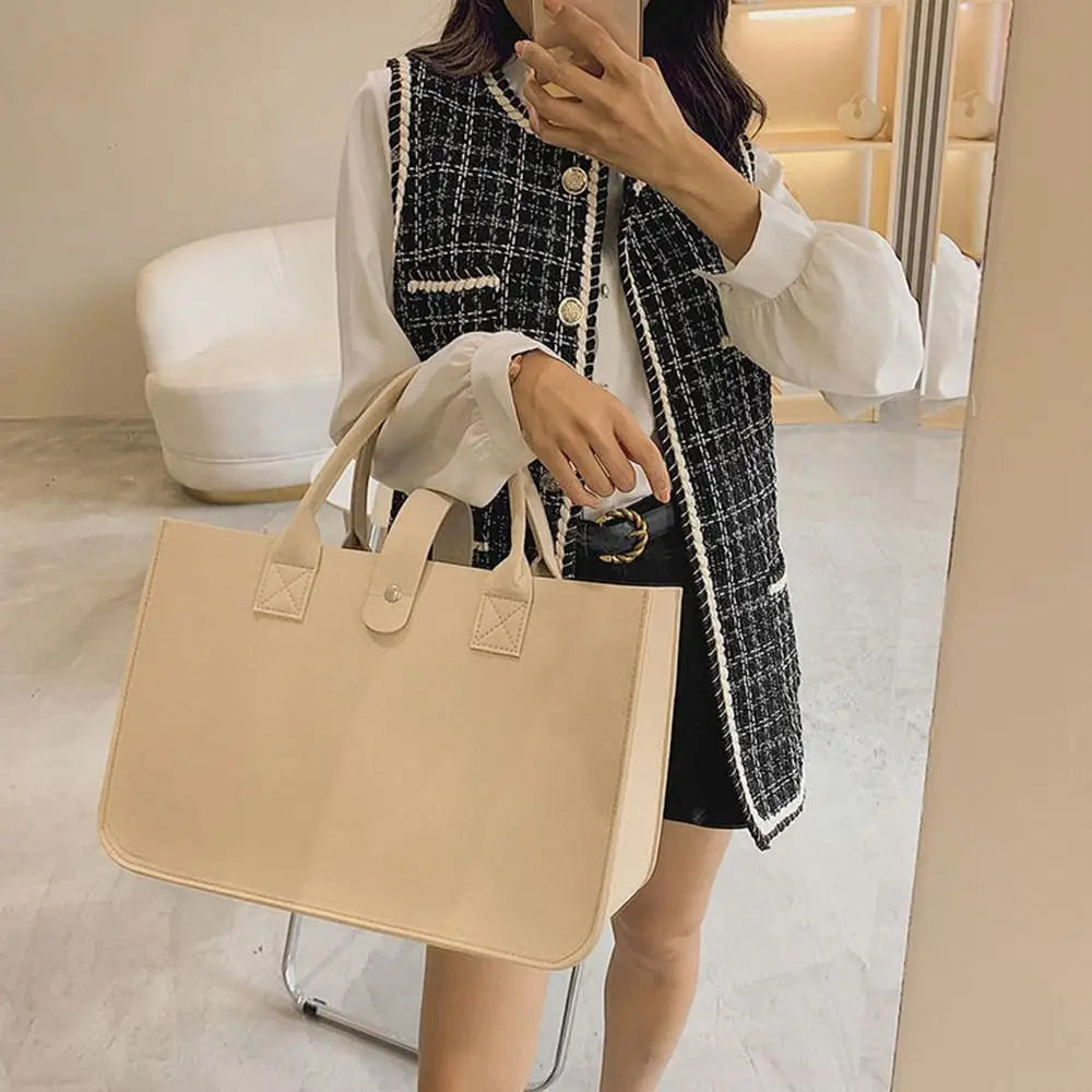Bolsa Maternidade Feminina Grande Capacidade – Bolsa de Ombro em Feltro com Design Casual e Alça Transversal