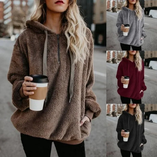 Suéter Feminino de Manga Longa com Capuz – Casaco Monocromático Fashion para Looks Modernos e Elegantes
