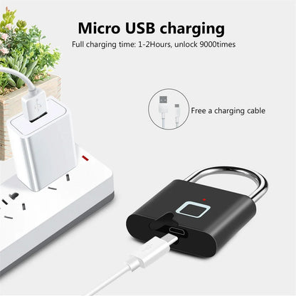 Cadeado Biométrico KERUI com Impressão Digital, USB, À Prova D’água e Antifurto