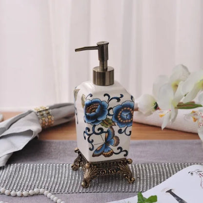 Frasco Cerâmico Chinês Vintage para Loção, Shampoo e Sabonete Líquido – Dispenser Decorativo para Banheiro