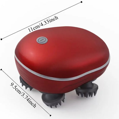 Massageador Elétrico de Couro Cabeludo com 4 Cabeças Rotativas