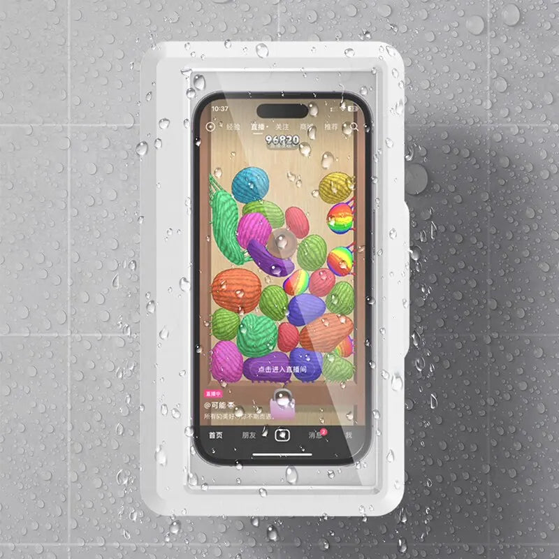 Suporte Impermeável Antiembaçante para Celular no Banho com Toque
