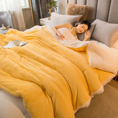 Manta de Lã Quente para Inverno – Cobertor Dupla Face para Cama de Casal, Acampamento e Decoração