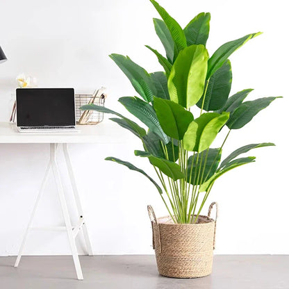 Planta Artificial Tropical Grande com Folhas de Palmeira e Monstera para Decoração