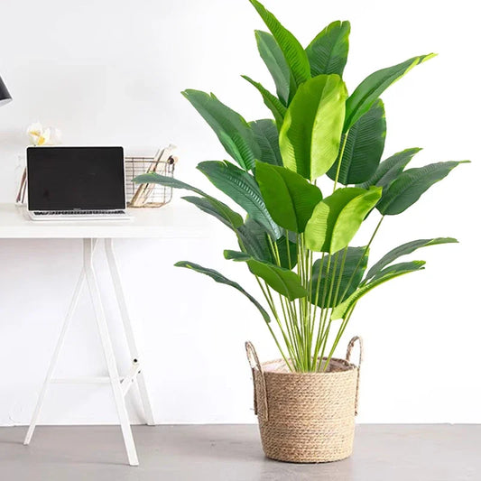 Planta Artificial Tropical Grande com Folhas de Palmeira e Monstera para Decoração
