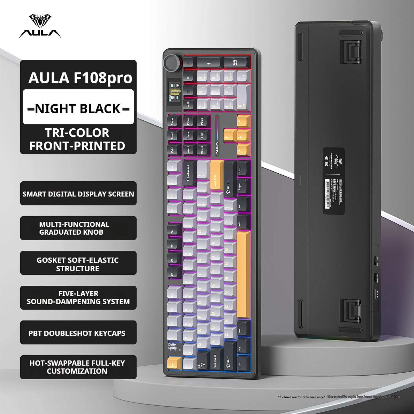 Teclado Mecânico Gamer AULA F108 Pro RGB 104 Teclas