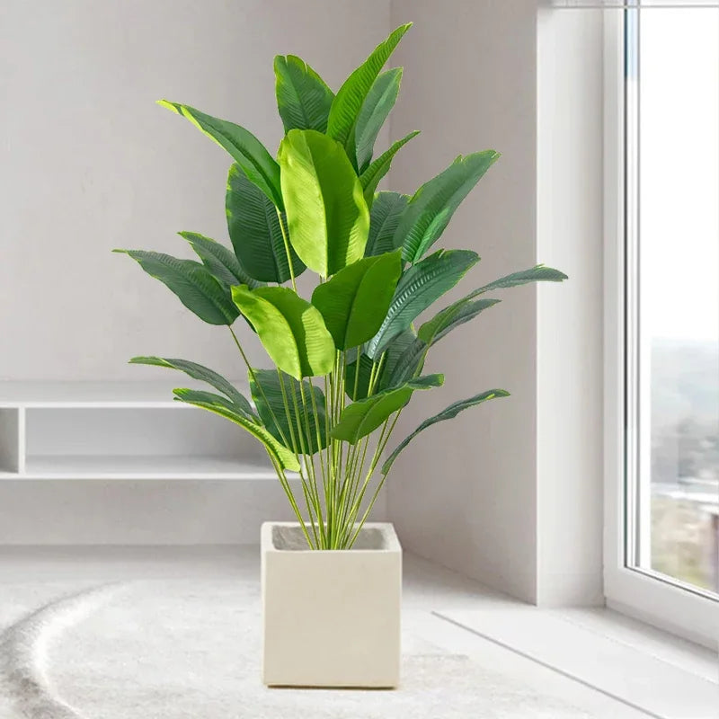 Planta Artificial Tropical Grande com Folhas de Palmeira e Monstera para Decoração