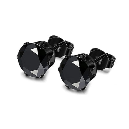 1-2 Pares de Brincos de Pino em Aço Inoxidável 316L Hipoalergênico com Zircônia CZ – Modelo Quadrado e Redondo Unissex (3-8 mm)