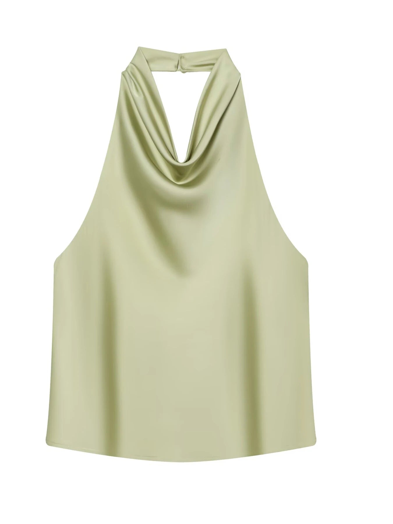 Top Feminino HXAO Y2K – Cropped de Cetim com Decote Halter, Ombros à Mostra e Costas Abertas para Festas e Looks de Verão