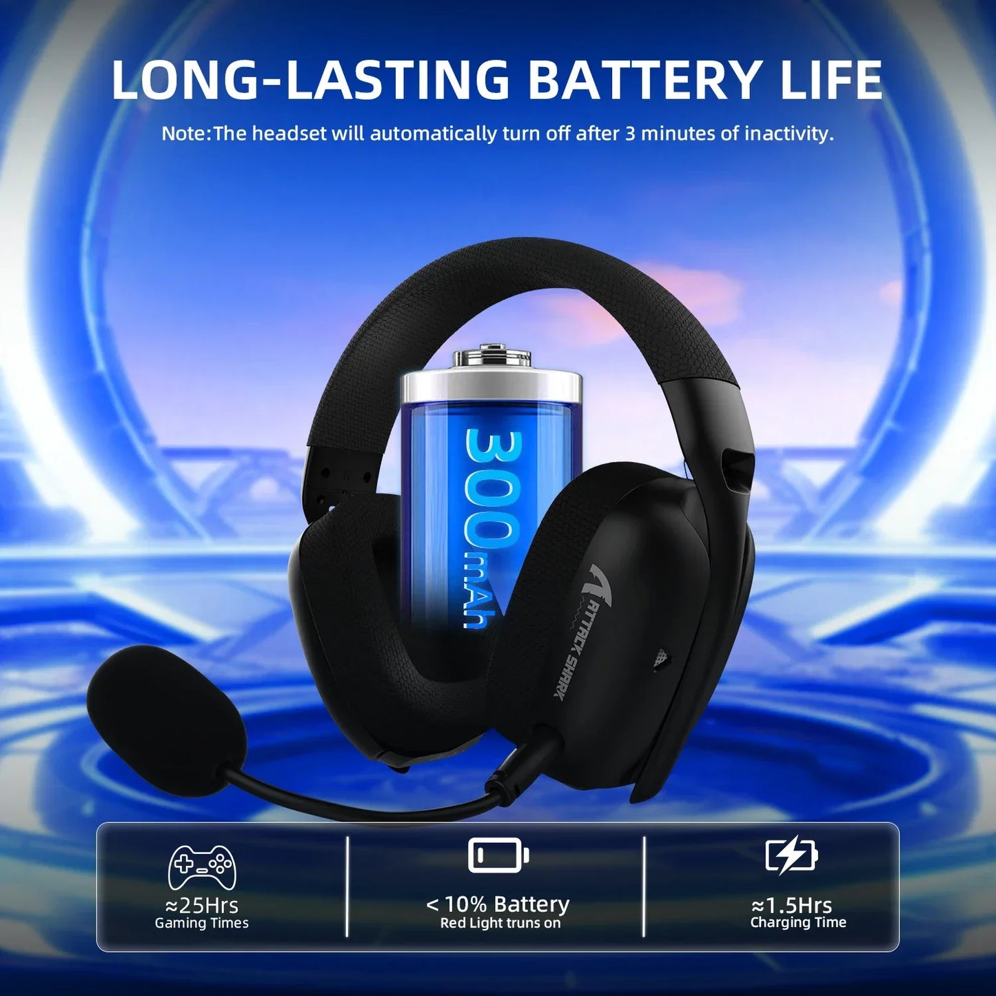 Headset Gamer ATTACK SHARK L80PRO Sem Fio 2.4G/Bluetooth para PC, PS5, Switch e Xbox