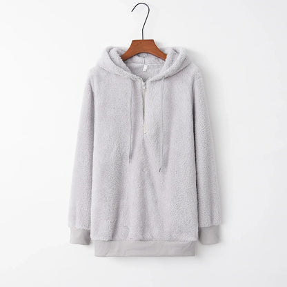 Suéter Feminino de Manga Longa com Capuz – Casaco Monocromático Fashion para Looks Modernos e Elegantes