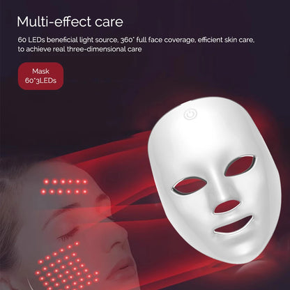 Máscara Facial LED Recarregável 7 Cores para Rejuvenescimento e Cuidados da Pele
