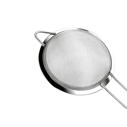 1-4 Peças de Peneira de Malha Fina em Aço Inoxidável – Peneirador de Farinha com Cabo para Confeitaria e Cozinha