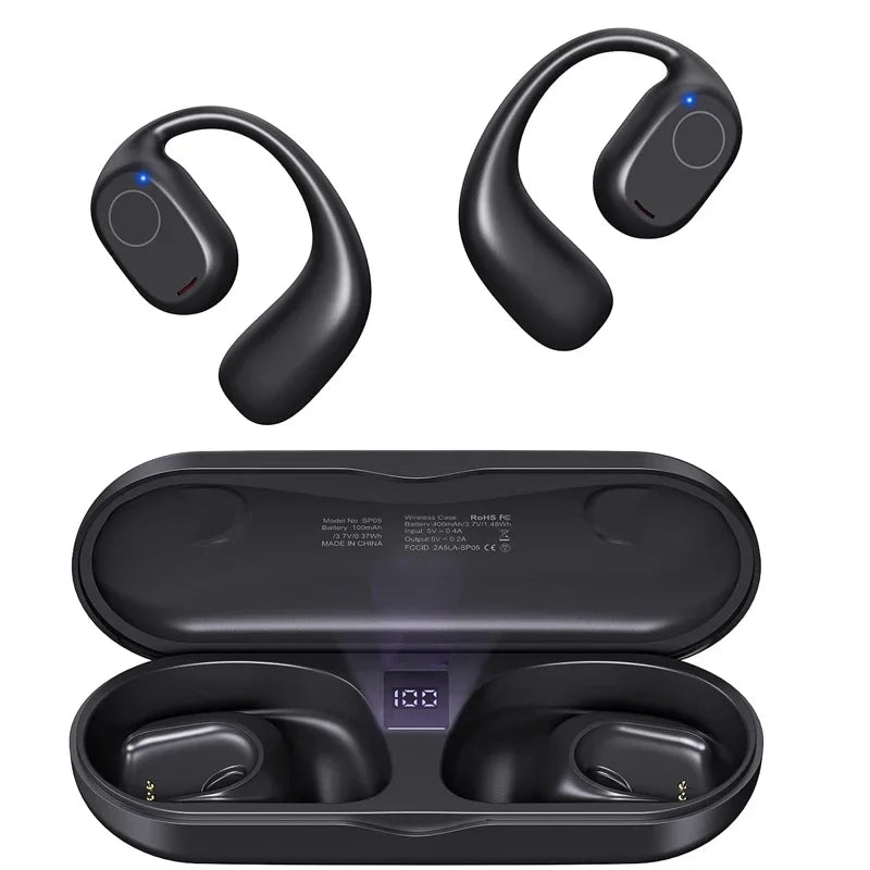 Fone Open Ear UYUXIO Bluetooth 6.0 Esportivo com Display e 40h de Bateria