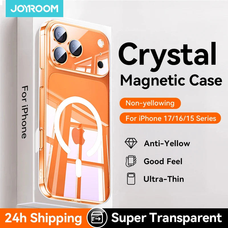 Capa Magnética Transparente Joyroom para iPhone 15/16/17 com Proteção Antiqueda