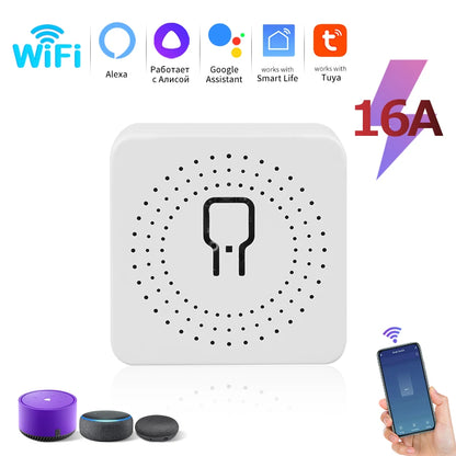 Interruptor Inteligente WiFi Tuya 16A/20A com Controle por App e Voz