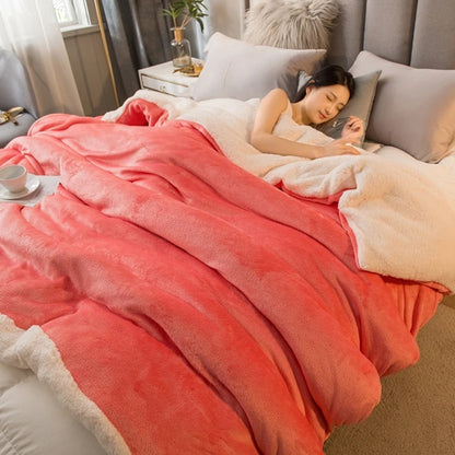 Manta de Lã Quente para Inverno – Cobertor Dupla Face para Cama de Casal, Acampamento e Decoração