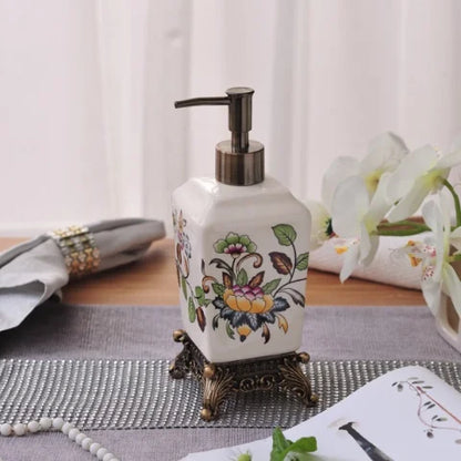 Frasco Cerâmico Chinês Vintage para Loção, Shampoo e Sabonete Líquido – Dispenser Decorativo para Banheiro